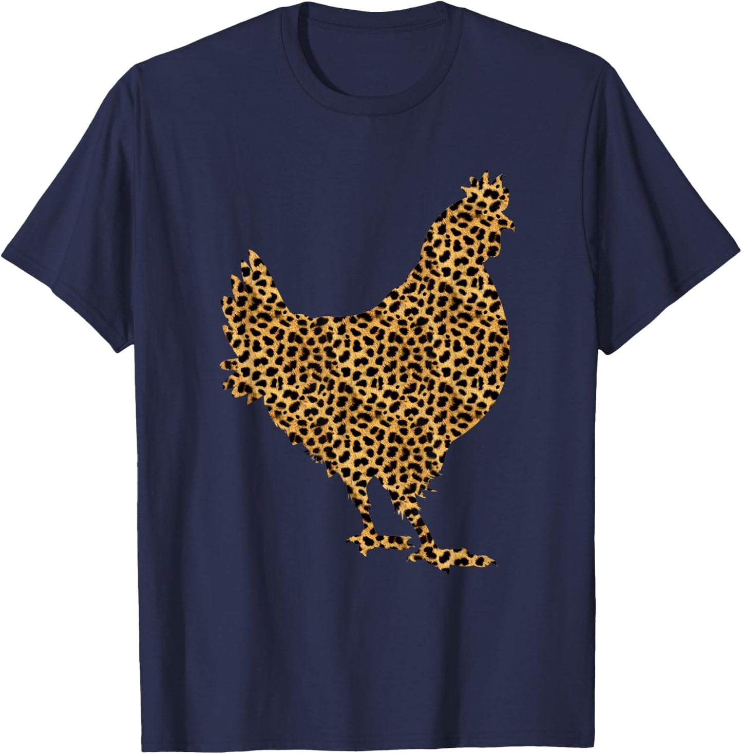 Chicken Leopard Print Hen Fowl Animal Lover Women Gift T-Shirt - T-Shirt | Navy