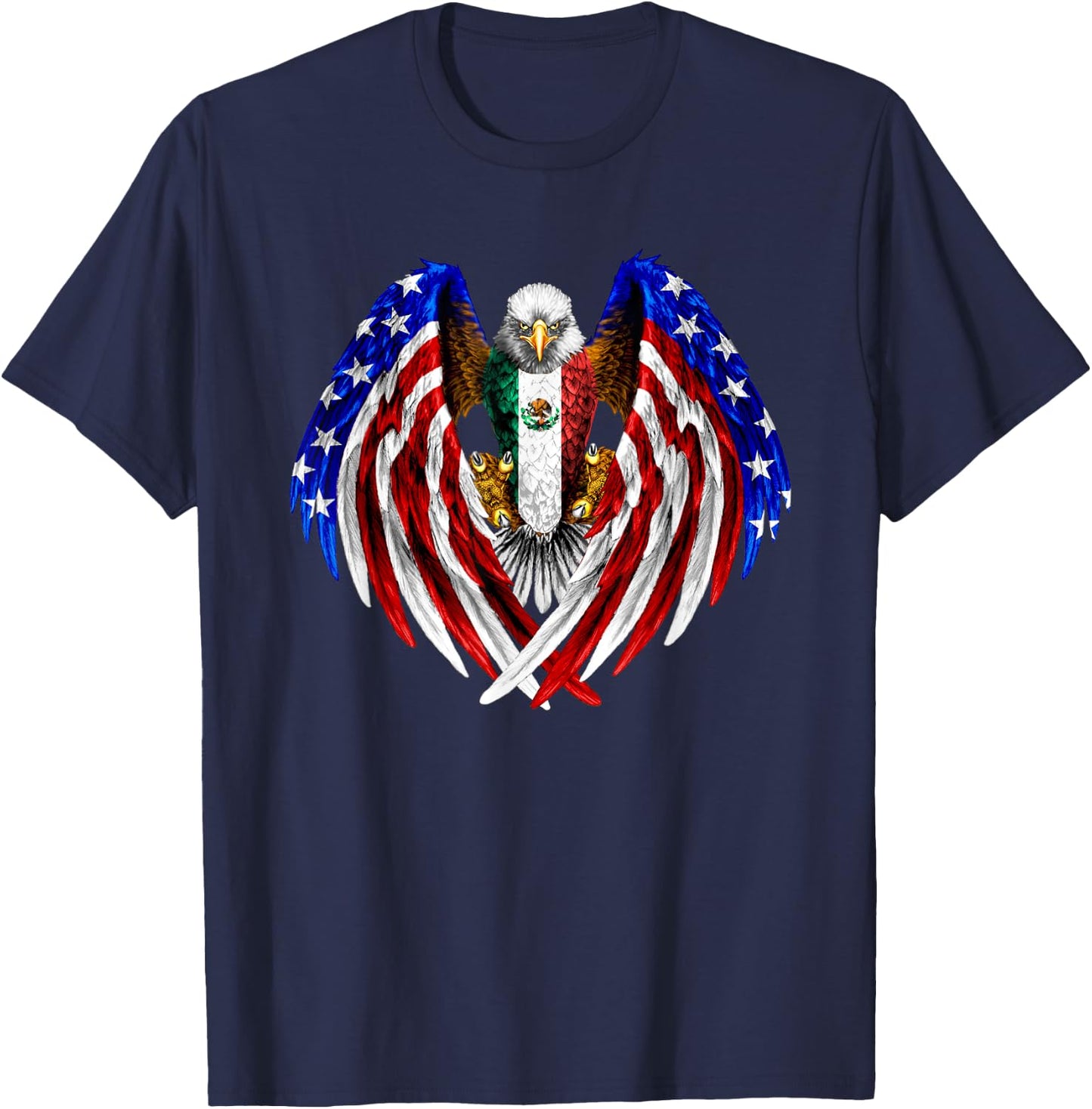 Mexican American Mexico USA Flag Eagle T-Shirt - T-Shirt | Navy