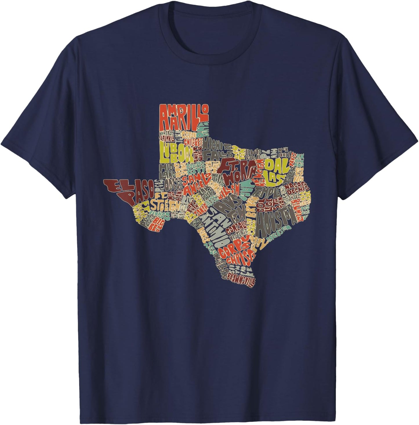 Collage of Texas States Artistic Texas T-Shirt - T-Shirt | Navy