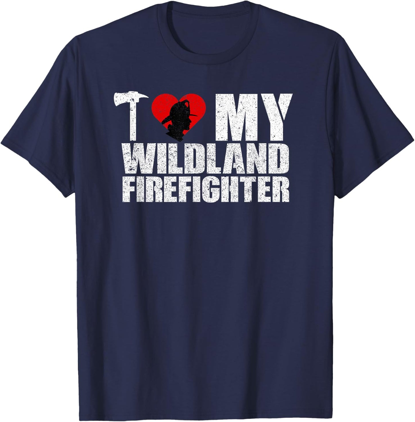 Love My Wildland Fireman Retro T-Shirt - T-Shirt | Navy