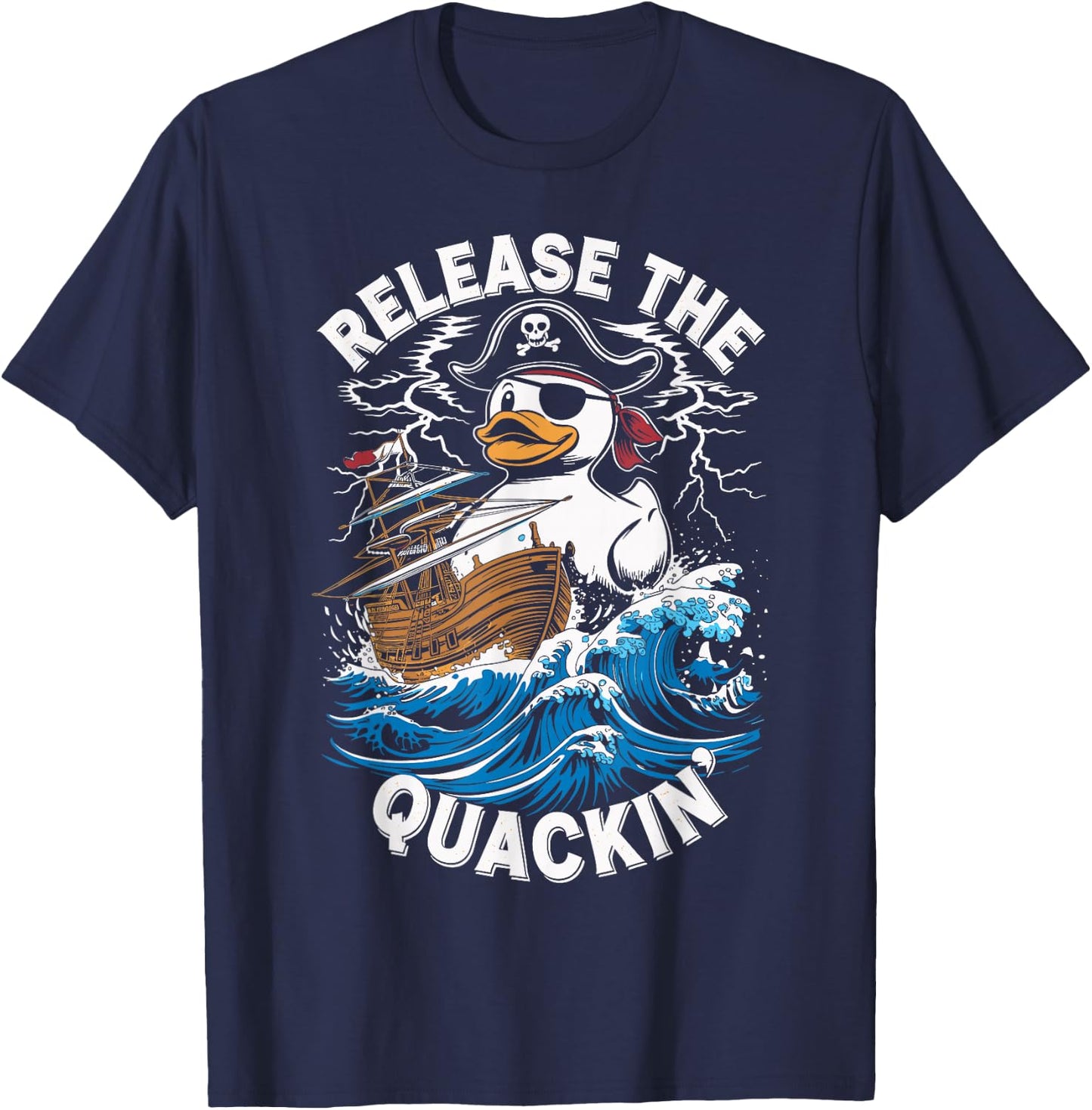 Release The Quackin Funny Rubber Duck Boat Cruise T-Shirt - T-Shirt | Navy