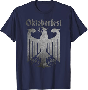 Oktoberfest Deutschland German Eagle Coat of Arms Vintage T-Shirt - T-Shirt | Navy