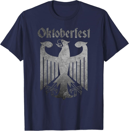 Oktoberfest Deutschland German Eagle Coat of Arms Vintage T-Shirt - T-Shirt | Navy