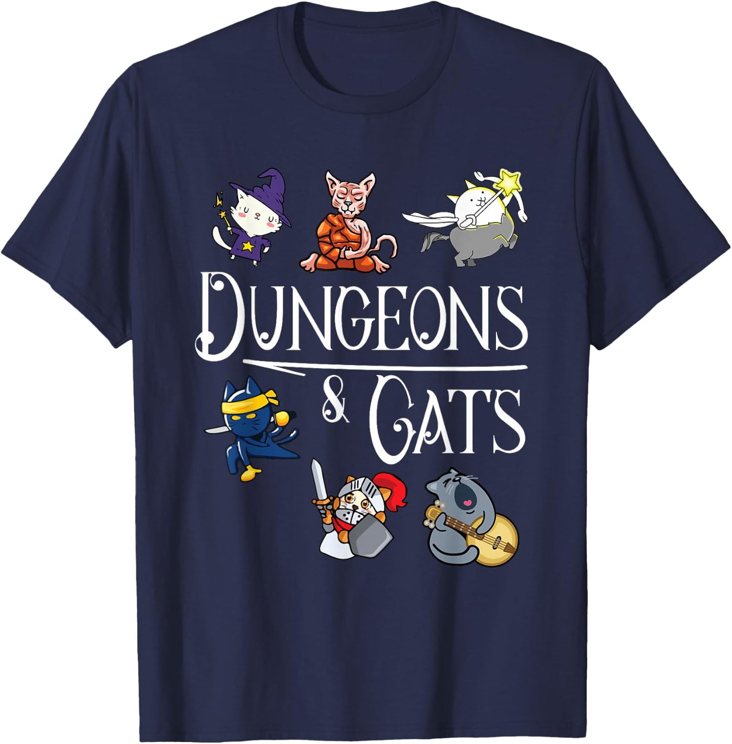 Dungeons and Cats Funny Dragon Cat Kitten Lover Kitty Gift Small T-Shirt - T-Shirt | Navy