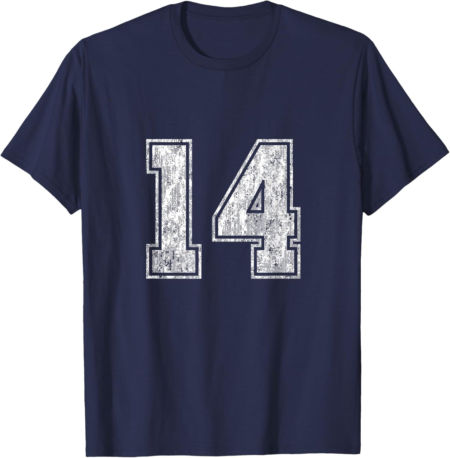 Number 14 Vintage Fourteen Sports Design T-Shirt - T-Shirt | Navy