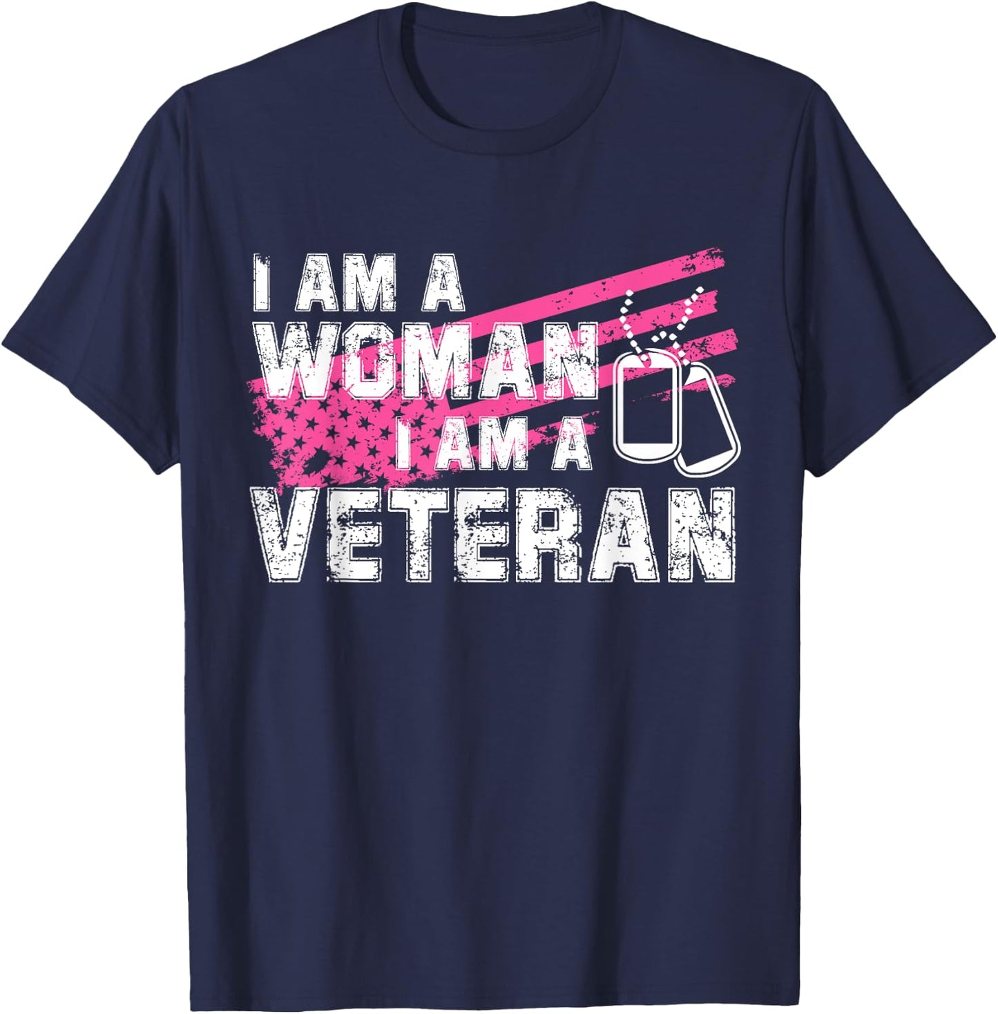 Veteran Female Pink USA Flag Veterans Day Memorial Military T-Shirt - T-Shirt | Navy