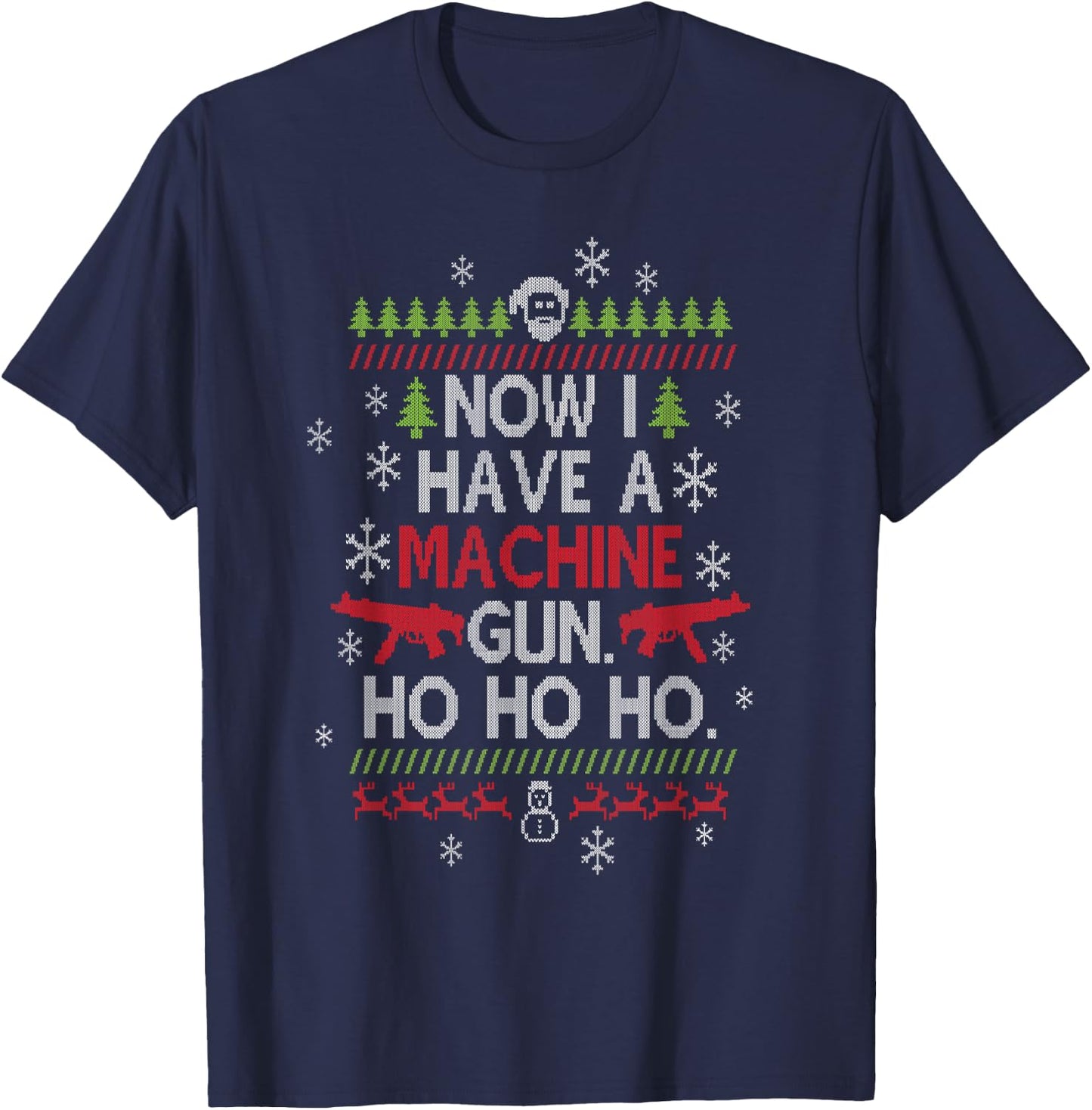 Now I Have a Machine Gun Ho Ho Ho Christmas Film T-Shirt - T-Shirt | Navy