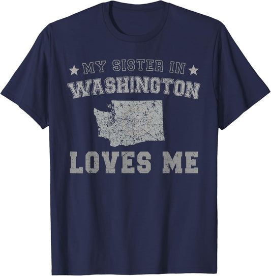 My Sister in Washington Loves Me America Vintage State T-Shirt - T-Shirt | Navy