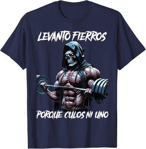 Levanto fierros porque culos ni uno Calacas chidas gym T-Shirt - T-Shirt | Navy
