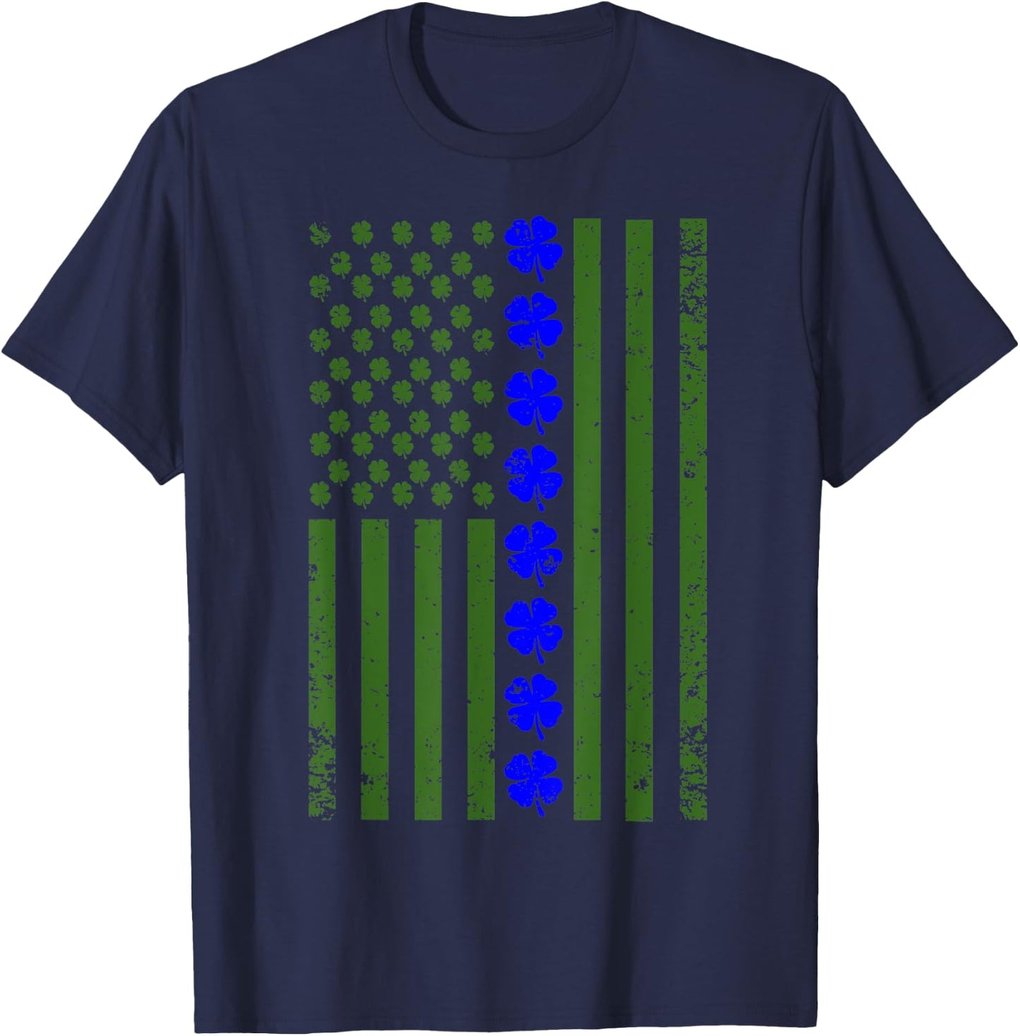 Thin Blue Line Flag Irish American St Patricks Day T Shirt T-Shirt - T-Shirt | Navy