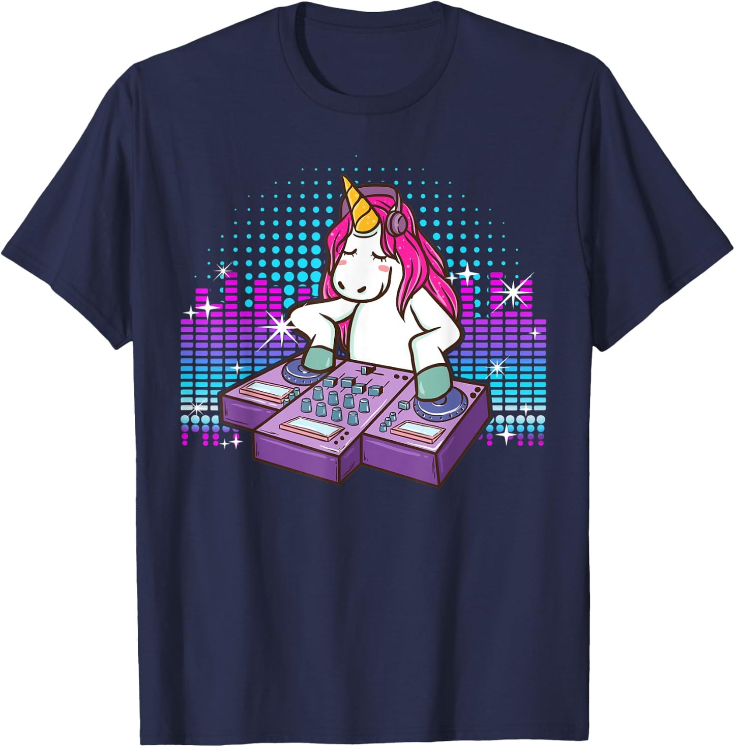 Fun DJ Shirt Unicorn T Shirts DJ Turntable Shirt Rave Shirt T-Shirt - T-Shirt | Navy
