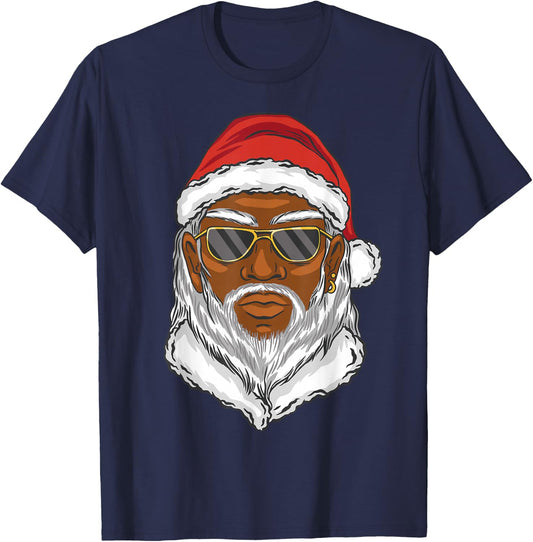 Black African American Santa Christmas Xmas Humor Men Women T-Shirt - T-Shirt | Navy