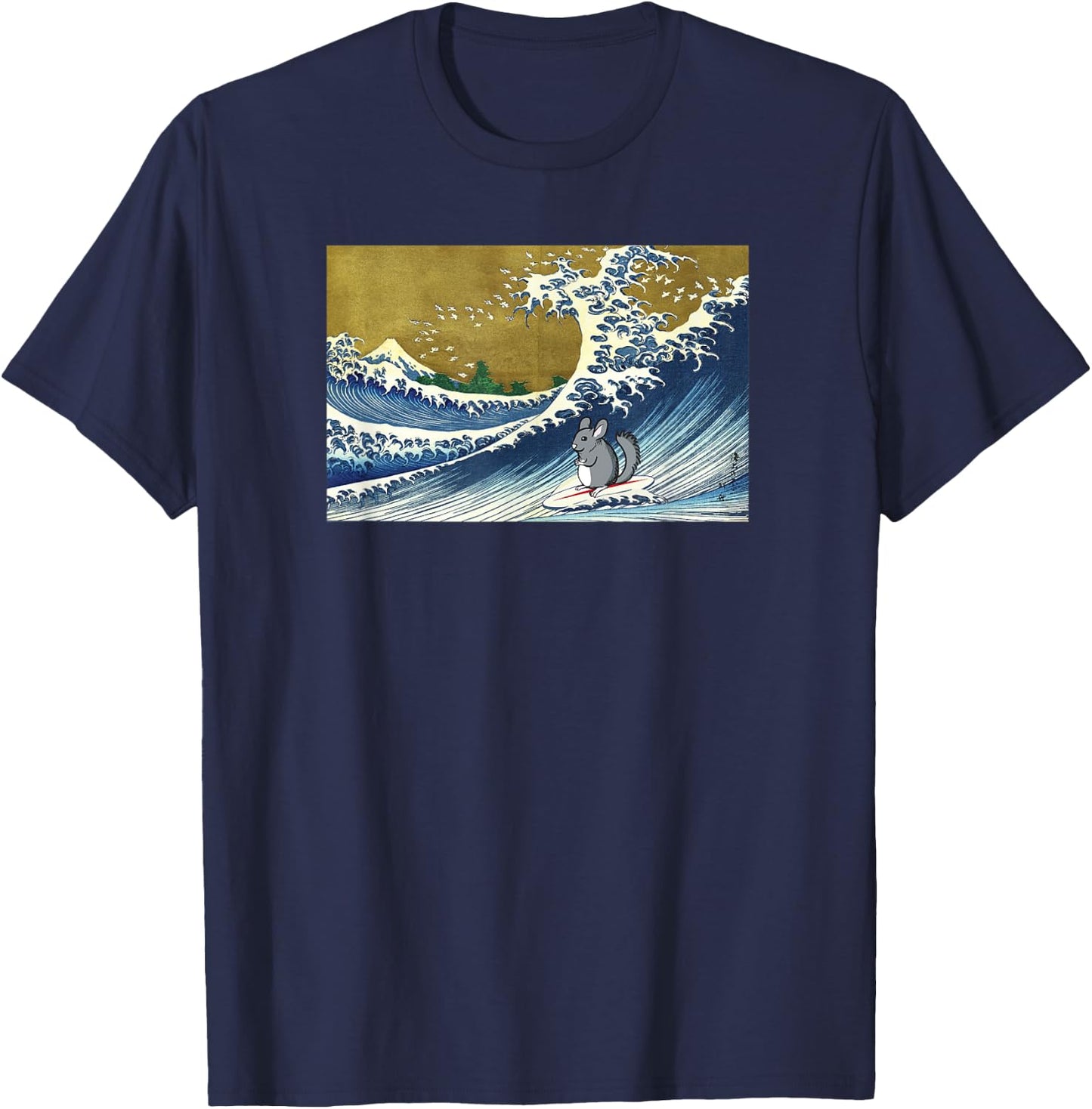 Retro Vintage Surfing Wave Pet Chinchilla Lover T-Shirt - T-Shirt | Navy