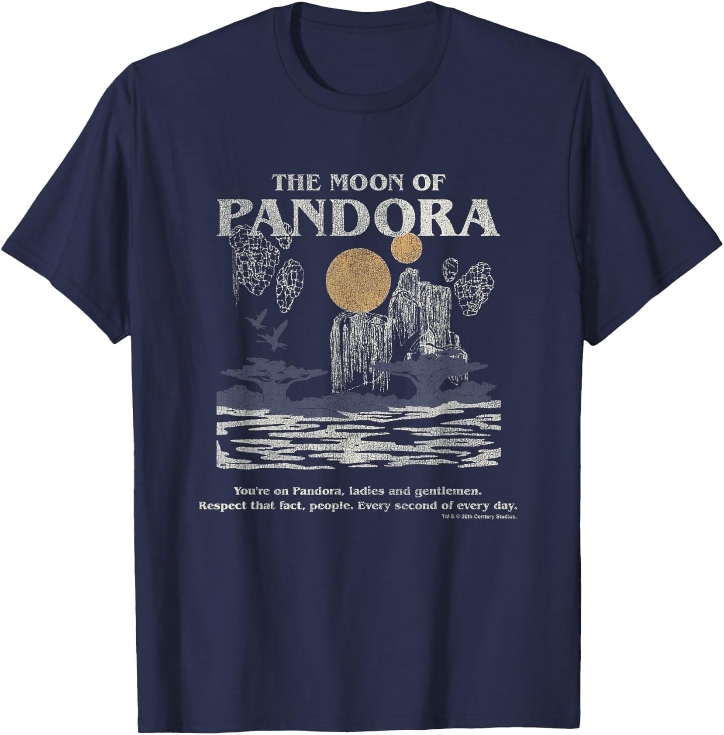 Avatar The Moon Of Pandora Vintage Travel Landscape T-Shirt - T-Shirt | Navy