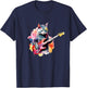 Cat Playing Bass Guitar Watercolor Graphic Design T-Shirt - T-Shirt | Navy
