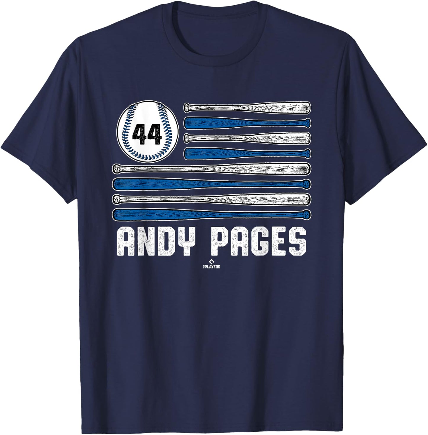 Baseball American Flag Andy Pages Los Angeles Baseball MLBPA T-Shirt - T-Shirt | Navy