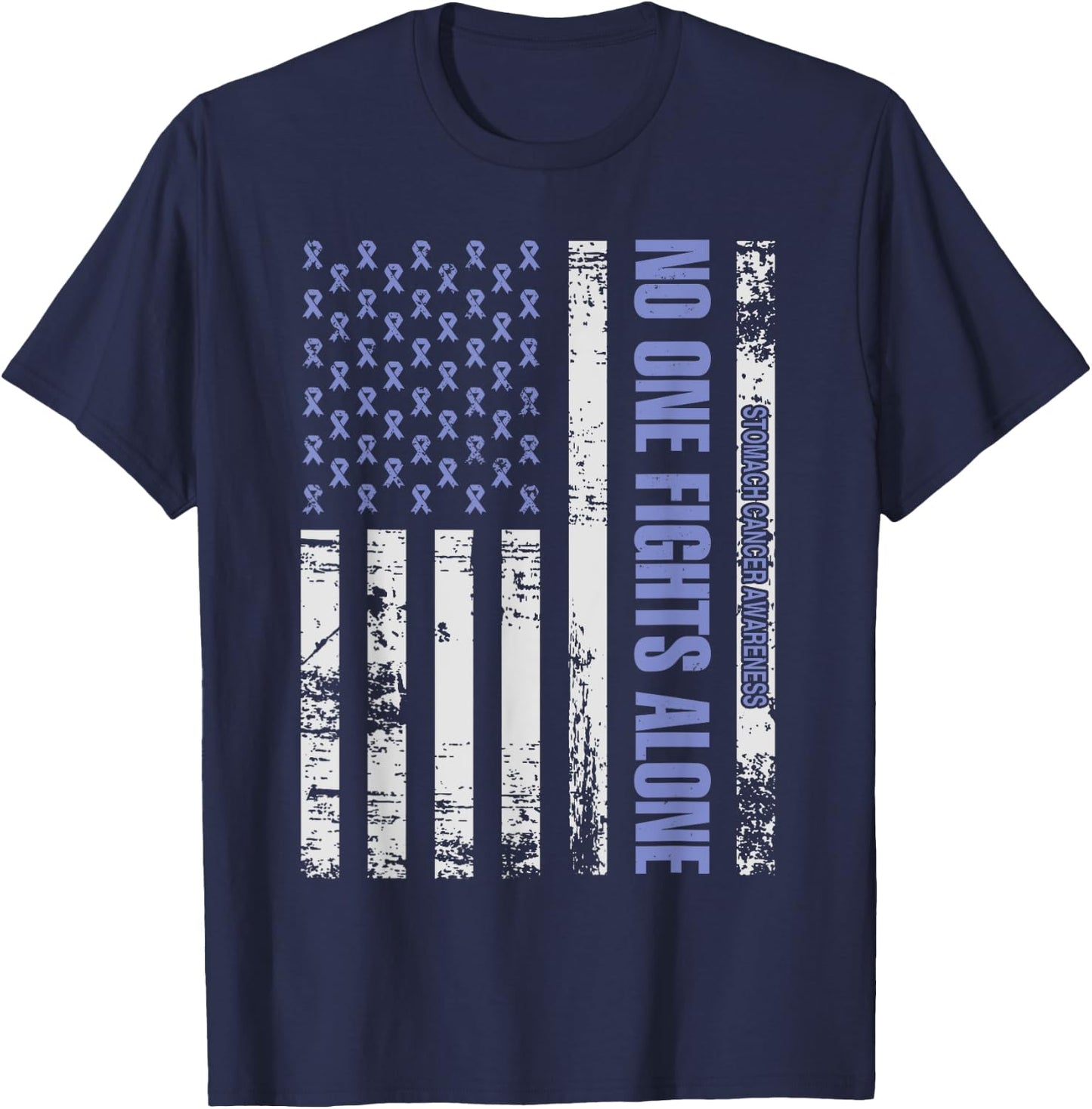 No one Fights alone Stomach Cancer awareness Shirt T-Shirt - T-Shirt | Navy