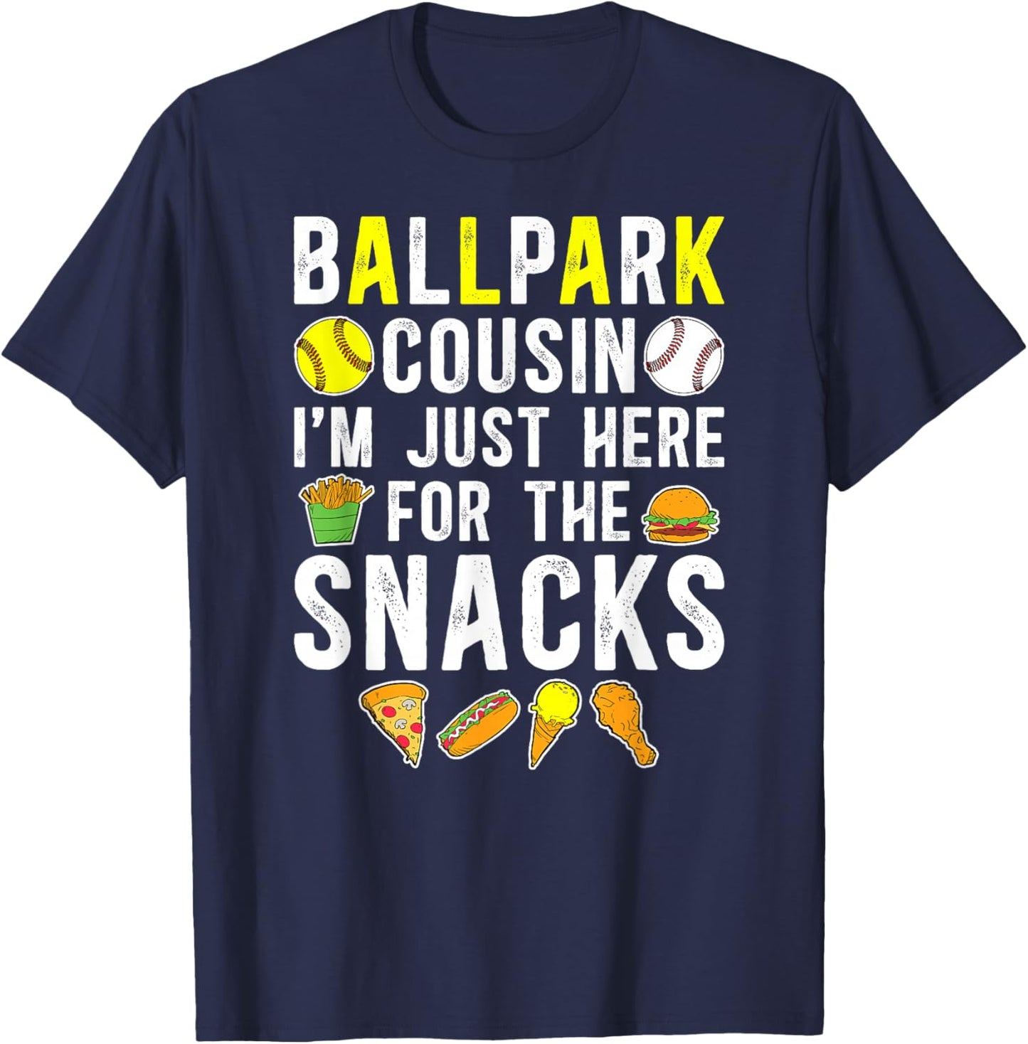 Ballpark Cousin Funny Softball Baseball Cousin T-Shirt - T-Shirt | Navy