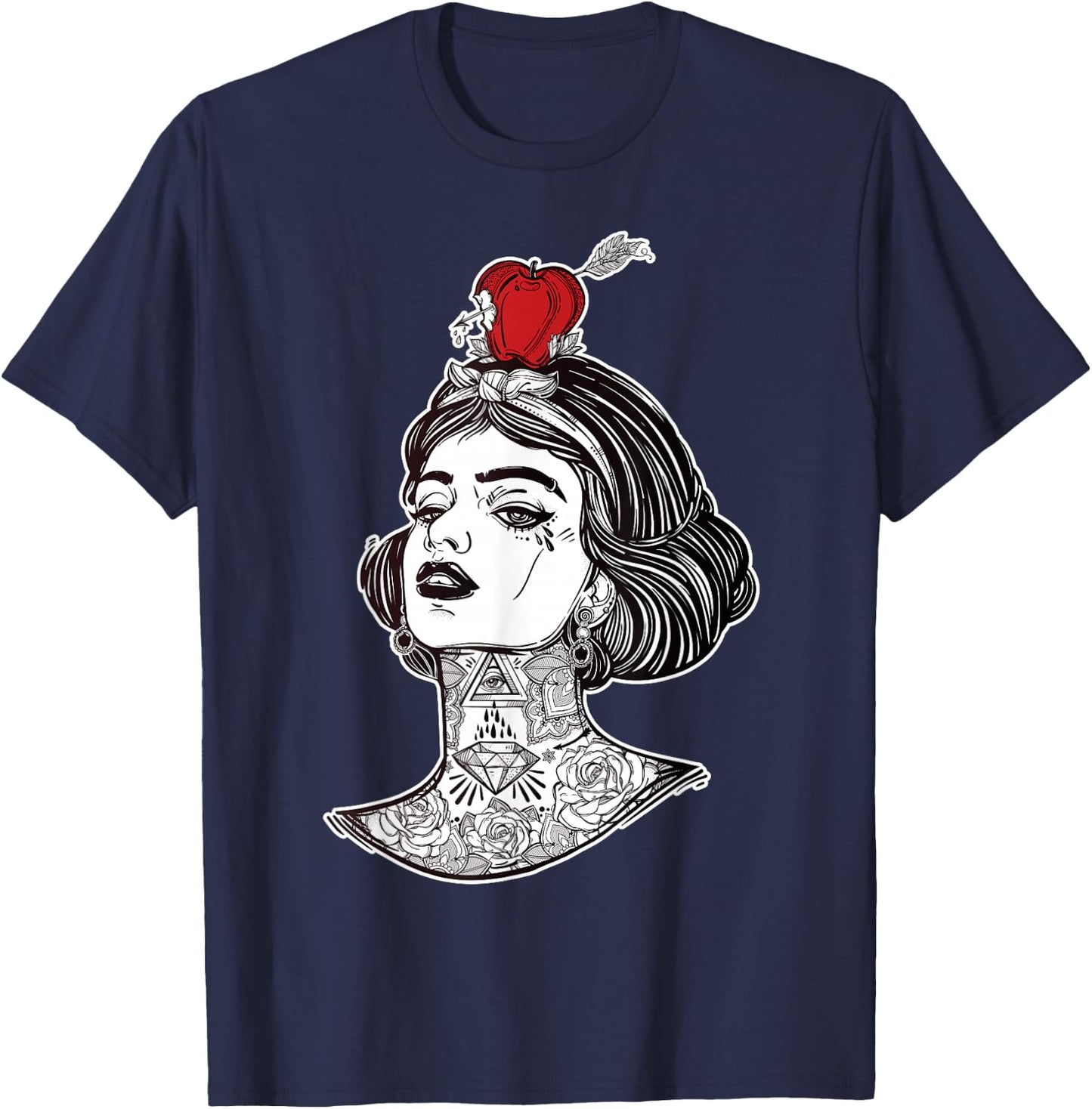 Red Apple Arrow Aim - William Tell Pin-Up Tattoo T-Shirt - T-Shirt | Navy
