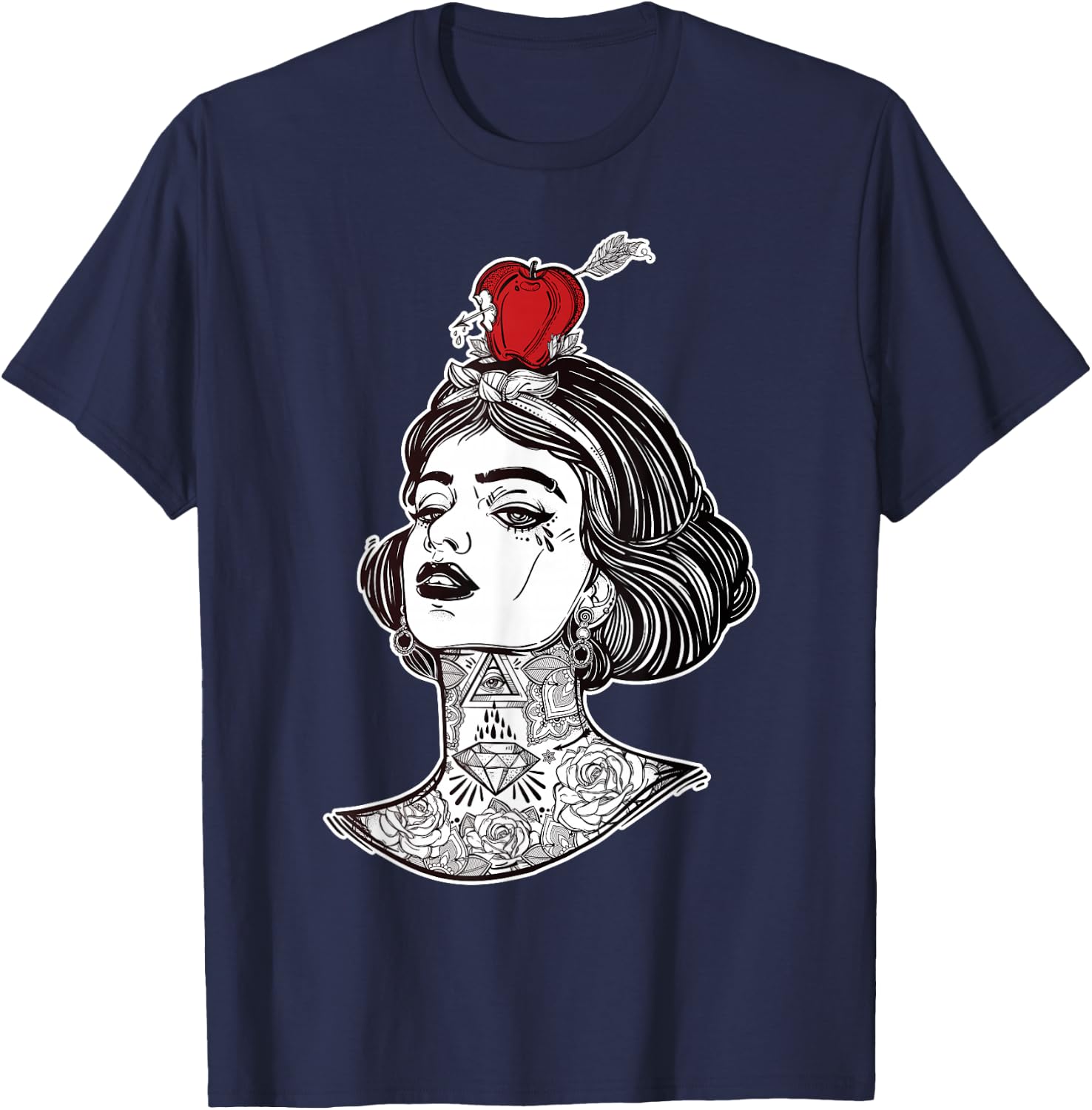 Red Apple Arrow Aim - William Tell Pin-Up Tattoo T-Shirt - T-Shirt | Navy