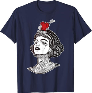 Red Apple Arrow Aim - William Tell Pin-Up Tattoo T-Shirt - T-Shirt | Navy