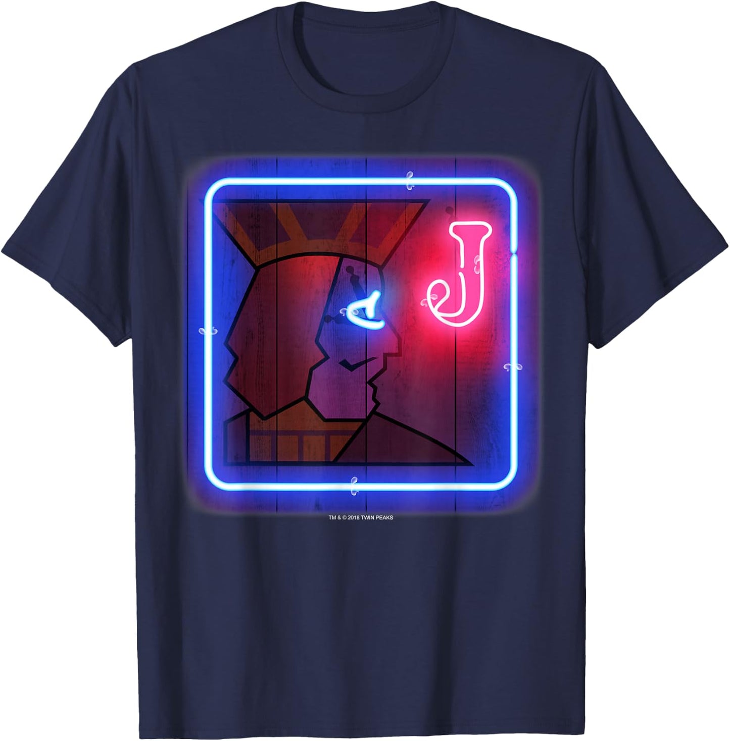 Twin Peaks One Eyed Jack's Classic Neon Bar Sign T-Shirt - T-Shirt | Navy