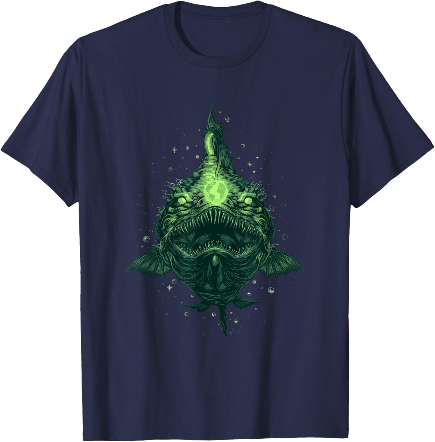 Anglerfish Earth Deep Sea Creature Angler Fish Sea Monster T-Shirt - T-Shirt | Navy