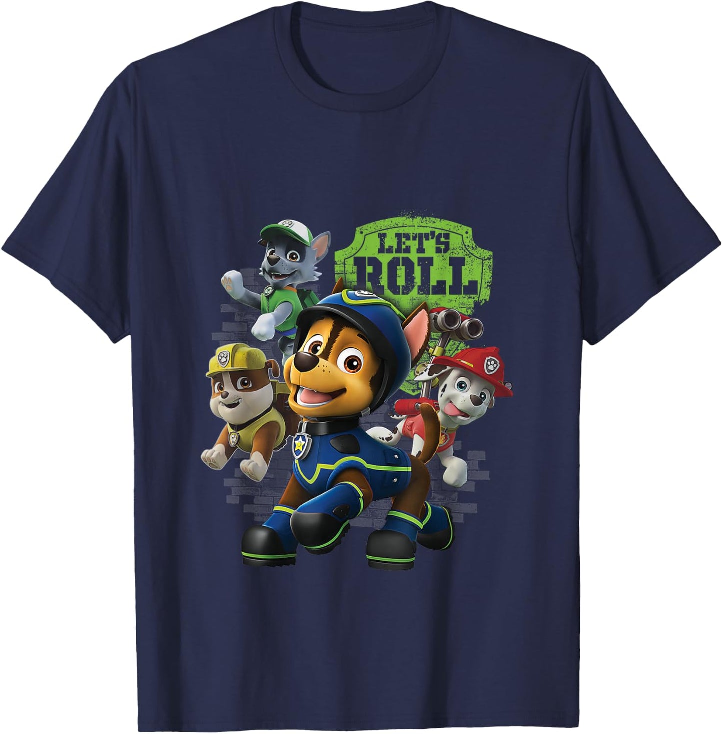 PAW Patrol Police Pup Chase Lets Roll With Group T-Shirt - T-Shirt | Navy