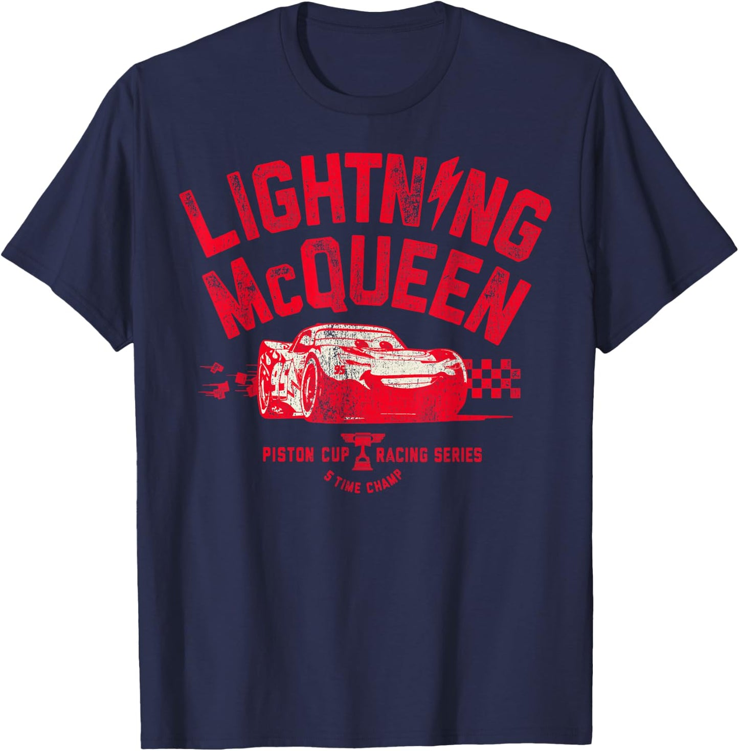Disney Pixar Cars 3 Lightning McQueen Racing Vintage Badge T-Shirt - T-Shirt | Navy