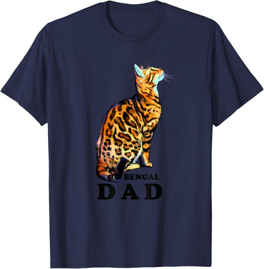 Domestic Brown Rosetted Bengal Cat - Bengal Dad - Cats - Cat T-Shirt - T-Shirt | Navy