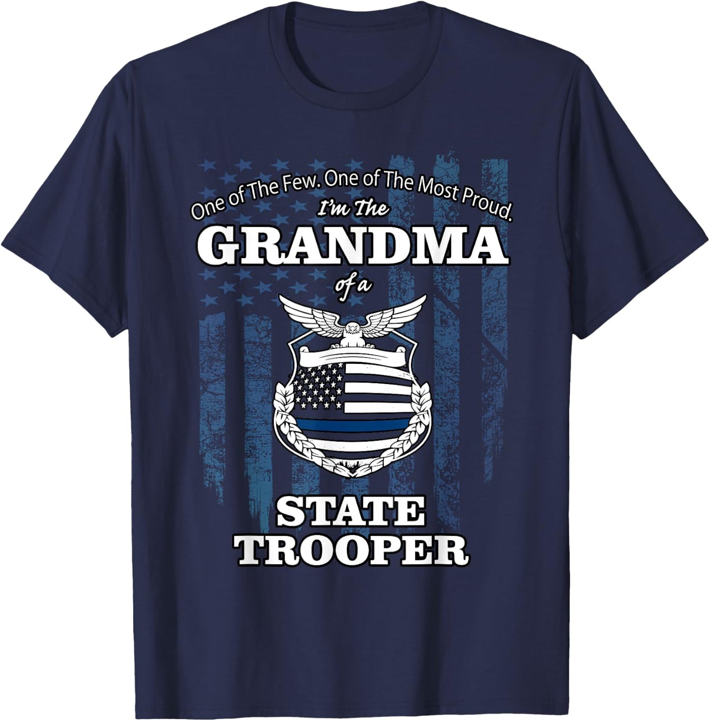 State police badge - proud state trooper grandma T-Shirt - T-Shirt | Navy