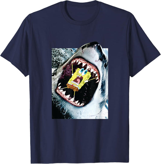 Shark Eating Spongebob Squarepants T-Shirt - T-Shirt | Navy