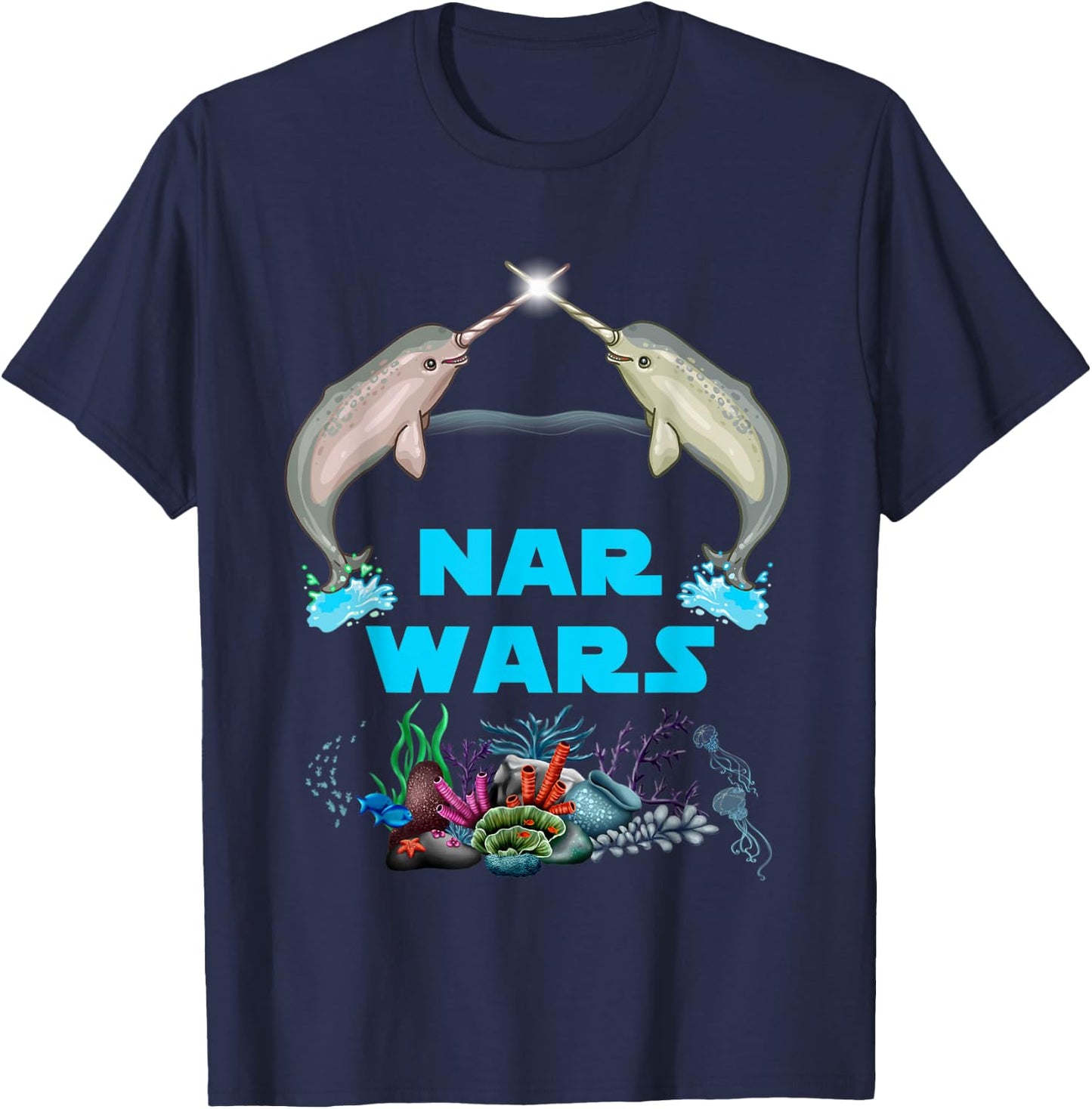 Narwhal Shirt Nar Wars Under The Sea T-Shirt - T-Shirt | Navy
