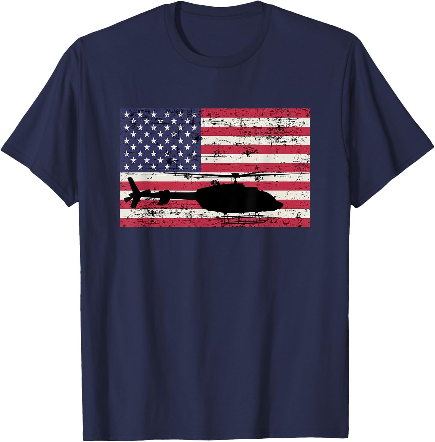 Patriotic Bell 407 helicopter American flag T-Shirt - T-Shirt | Navy