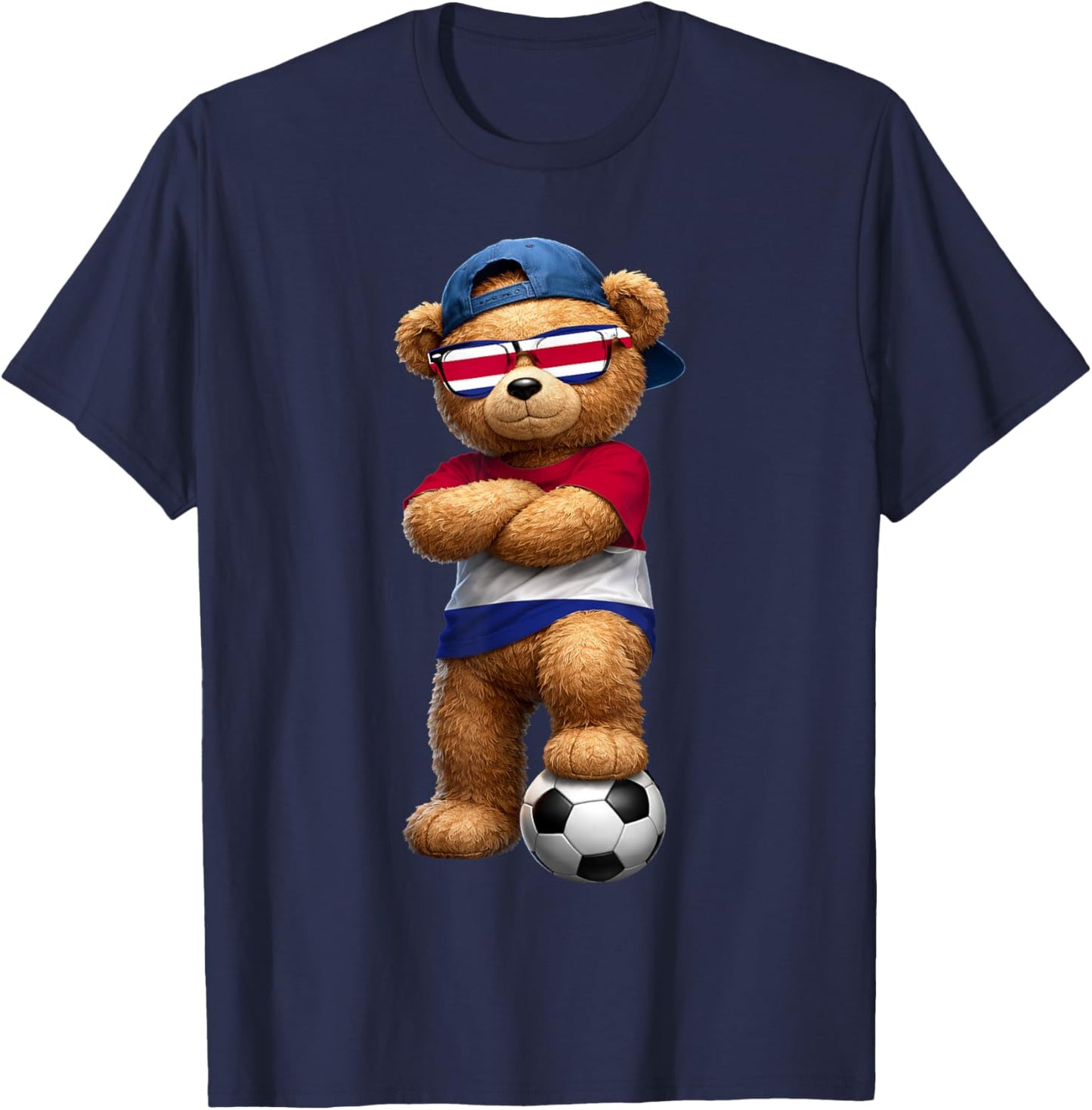 Costa Rican Flag Teddy Player Sports Outfit for Costa Rica T-Shirt - T-Shirt | Navy
