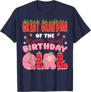 Great Grandma of The Berry Sweet Birthday Girl Strawberry T-Shirt - T-Shirt | Navy