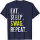 Eat Sleep SWAG Repeat Distressed T-Shirt - T-Shirt | Navy