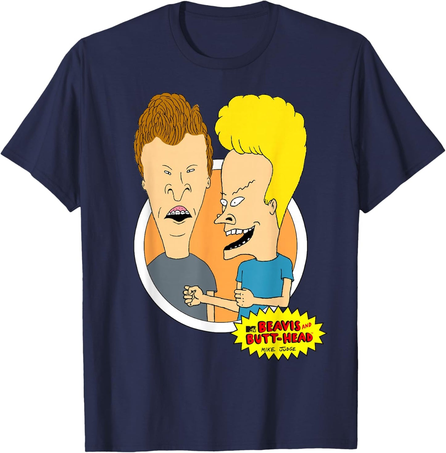 Beavis and Butt-Head Classic Circle Portrait T-Shirt - T-Shirt | Navy