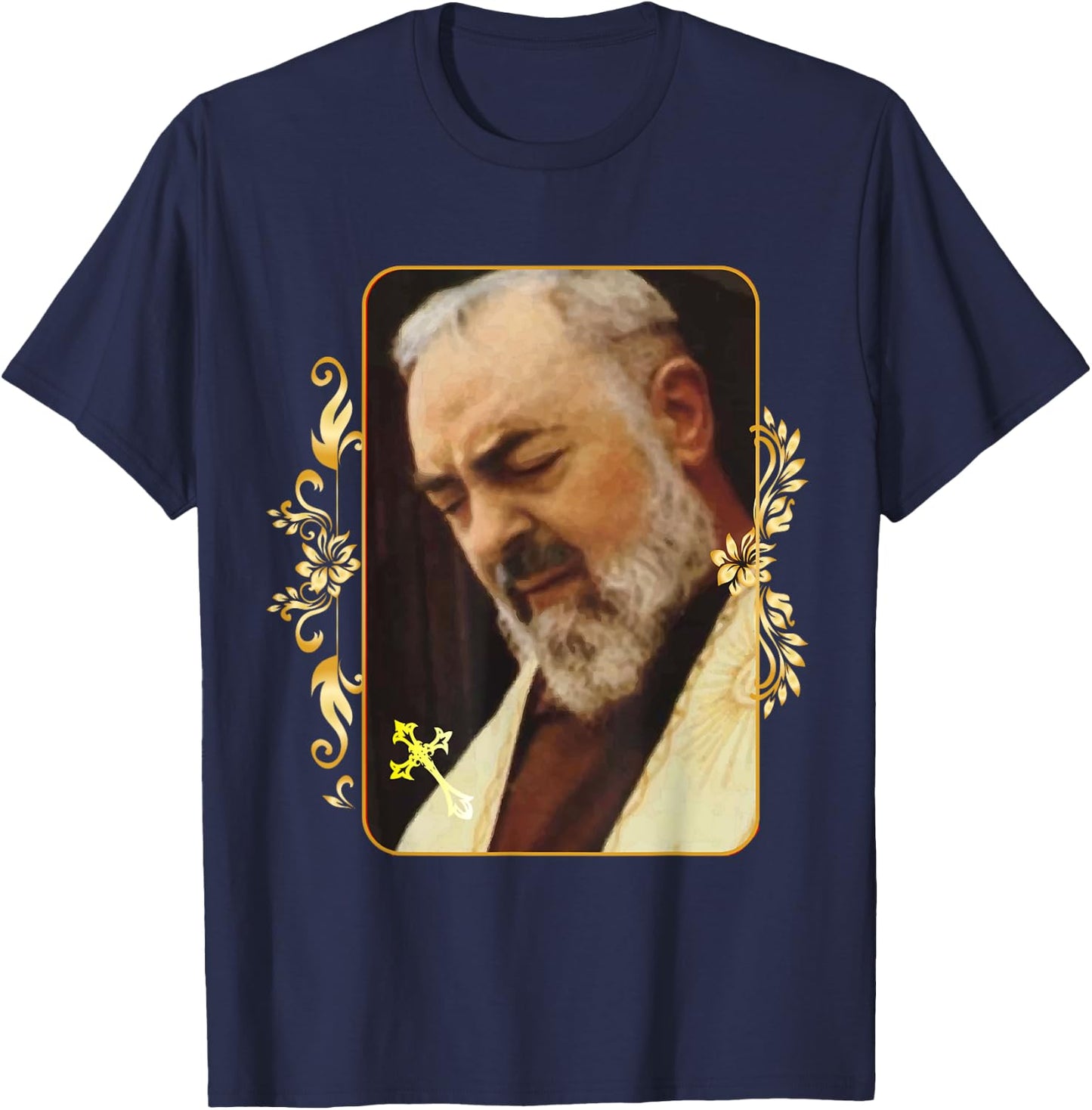 Religious Catholic St Padre Pio Of Pietrelcina T-Shirt - T-Shirt | Navy