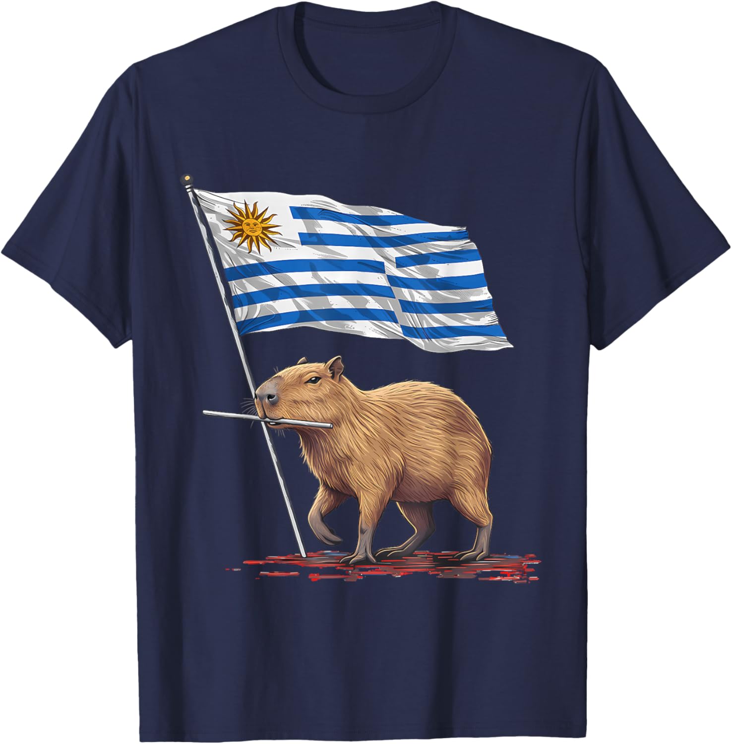 Uruguay Flag Capybara Uruguayan Pride T-Shirt - T-Shirt | Navy
