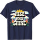 Rise and Shine Retro 70s Sun Rainbow Cute Boho Aesthetic T-Shirt - T-Shirt | Navy