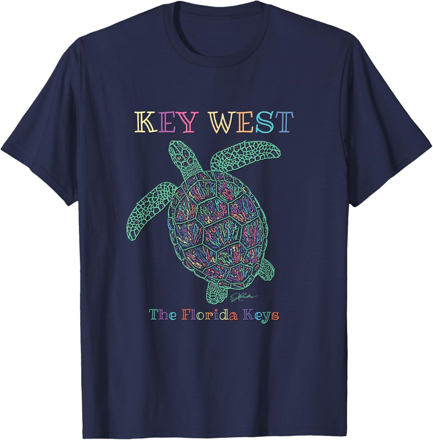JCombs: Key West, The Florida Keys, Sea Turtle T-Shirt - T-Shirt | Navy