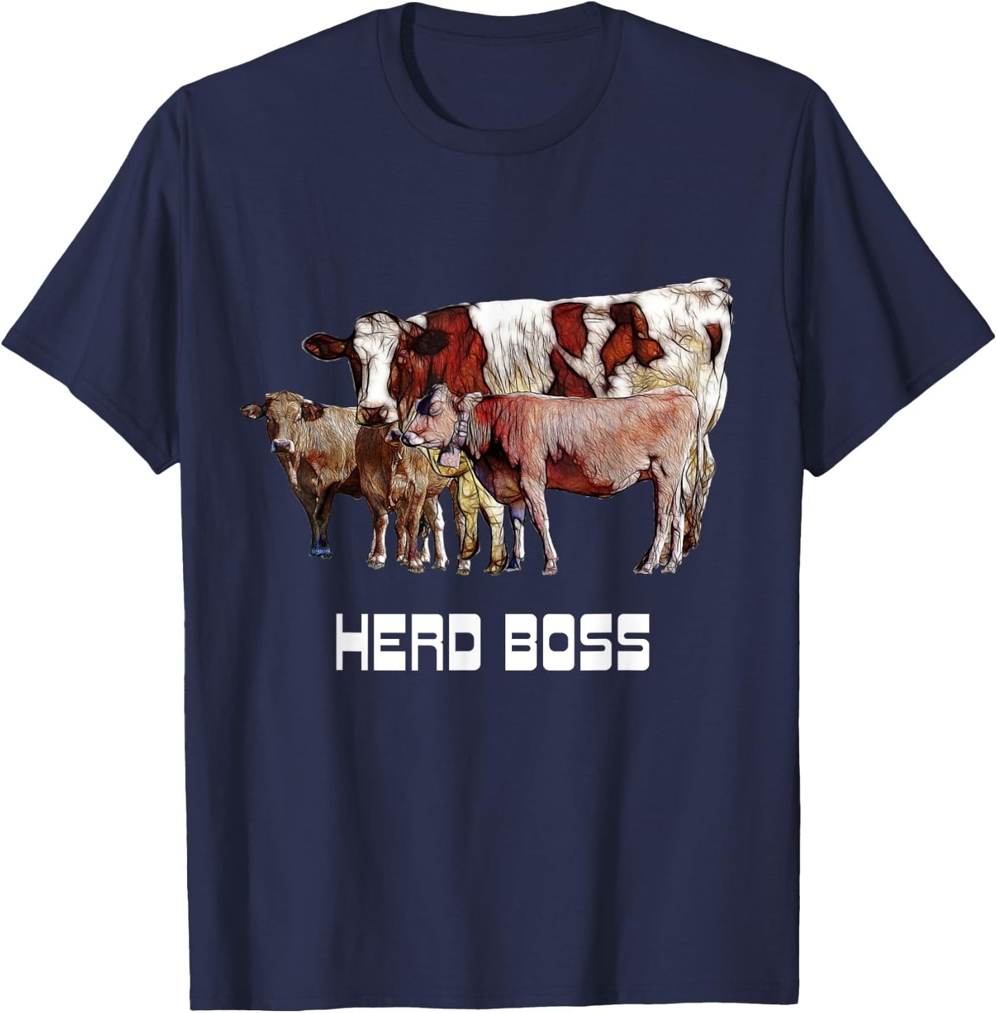 Herd Boss Big Cow Leader of the Pack Xmas Gift T-Shirt - T-Shirt | Navy