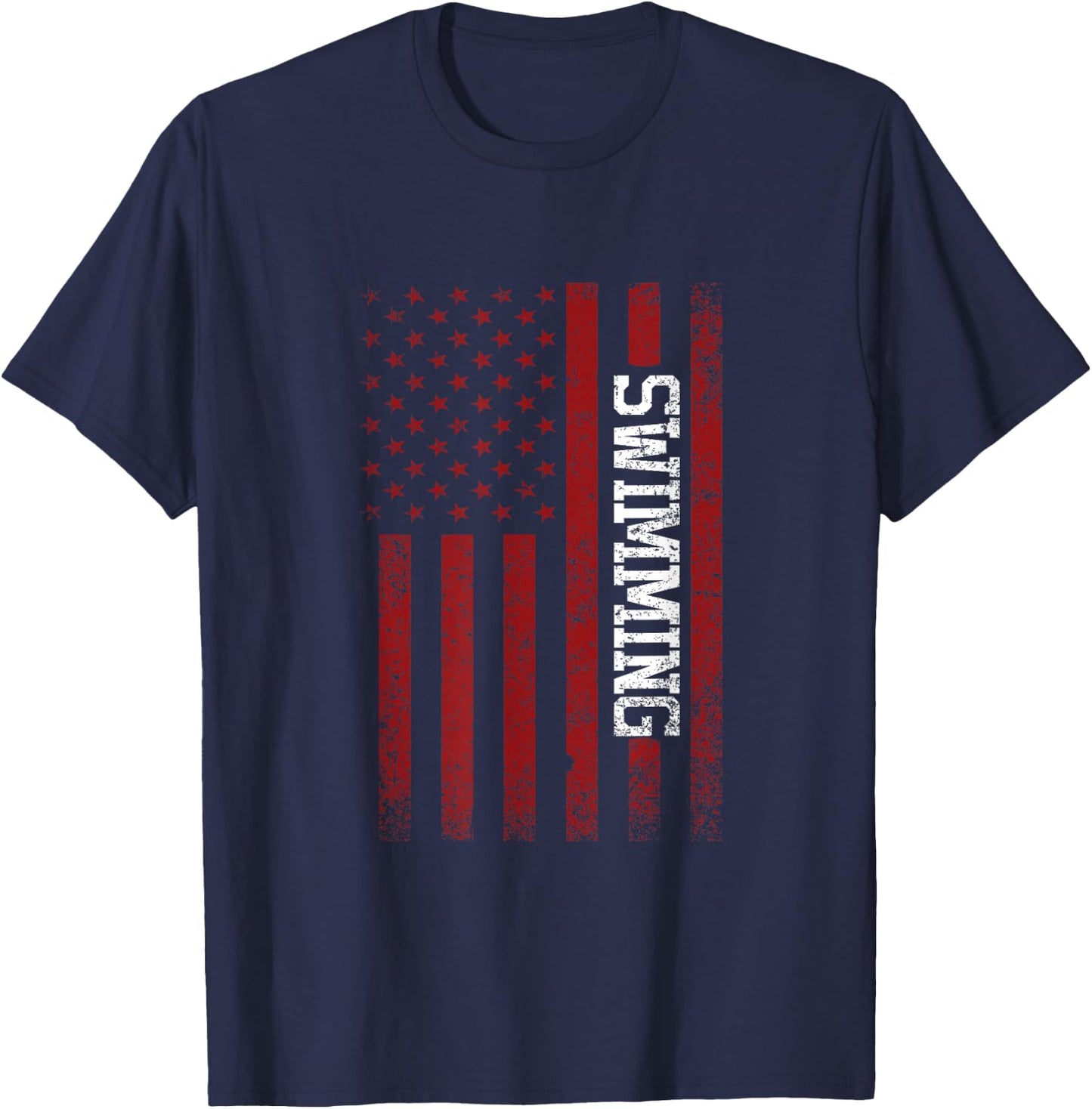 USA Flag American Swimming Team Swimmer T-Shirt - T-Shirt | Navy