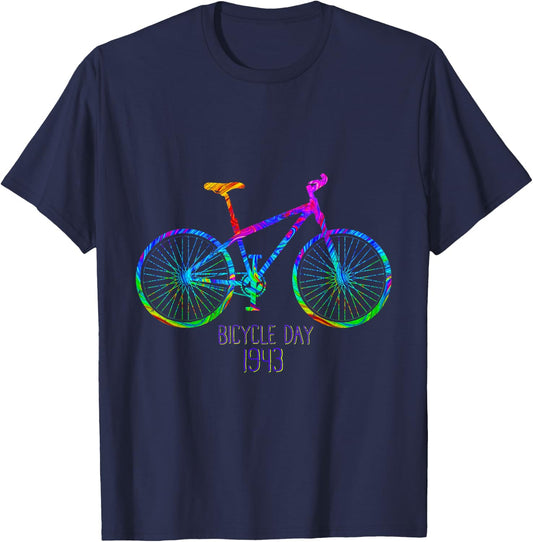 Bicycle Day 1943 Acid Creator | LSD Trippy Bike Gift T-Shirt - T-Shirt | Navy