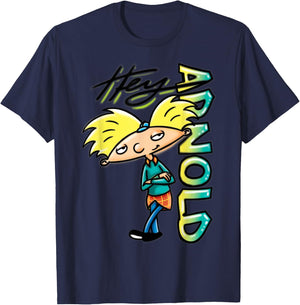 Nickelodeon Hey Arnold Character Grafitti Logo T-Shirt - T-Shirt | Navy