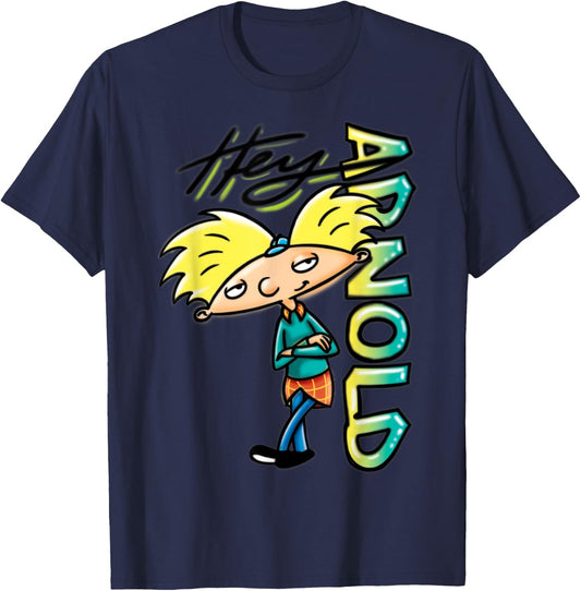 Nickelodeon Hey Arnold Character Grafitti Logo T-Shirt - T-Shirt | Navy