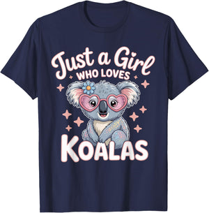 Just a Girl Who Loves Cute Koalas Gifts Girls Kids T-Shirt - T-Shirt | Navy