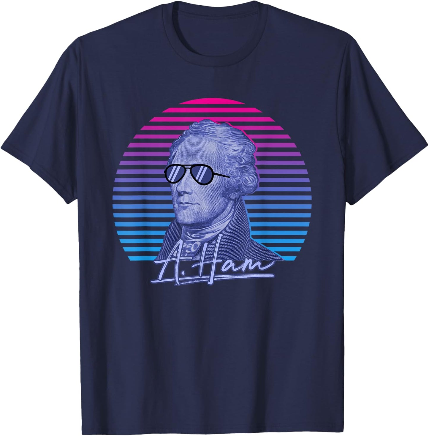Alexander Hamilton Shirt A. Ham Funny 'Merica Patrotic Shirt T-Shirt - T-Shirt | Navy