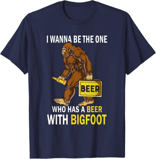 Beer With Bigfoot Idea Gift Sasquatch Man's T-Shirt - T-Shirt | Navy